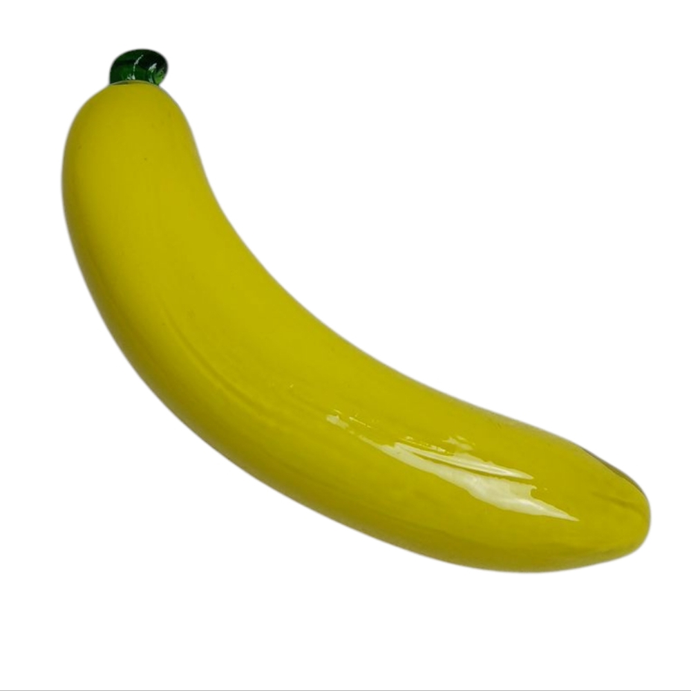 VTG Hand‎ Blown Glass Banana Yellow Art Murano Style
